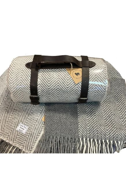 Плед тревел мериносовий 4628 140х200 см білий із сірим Love You (365658613)