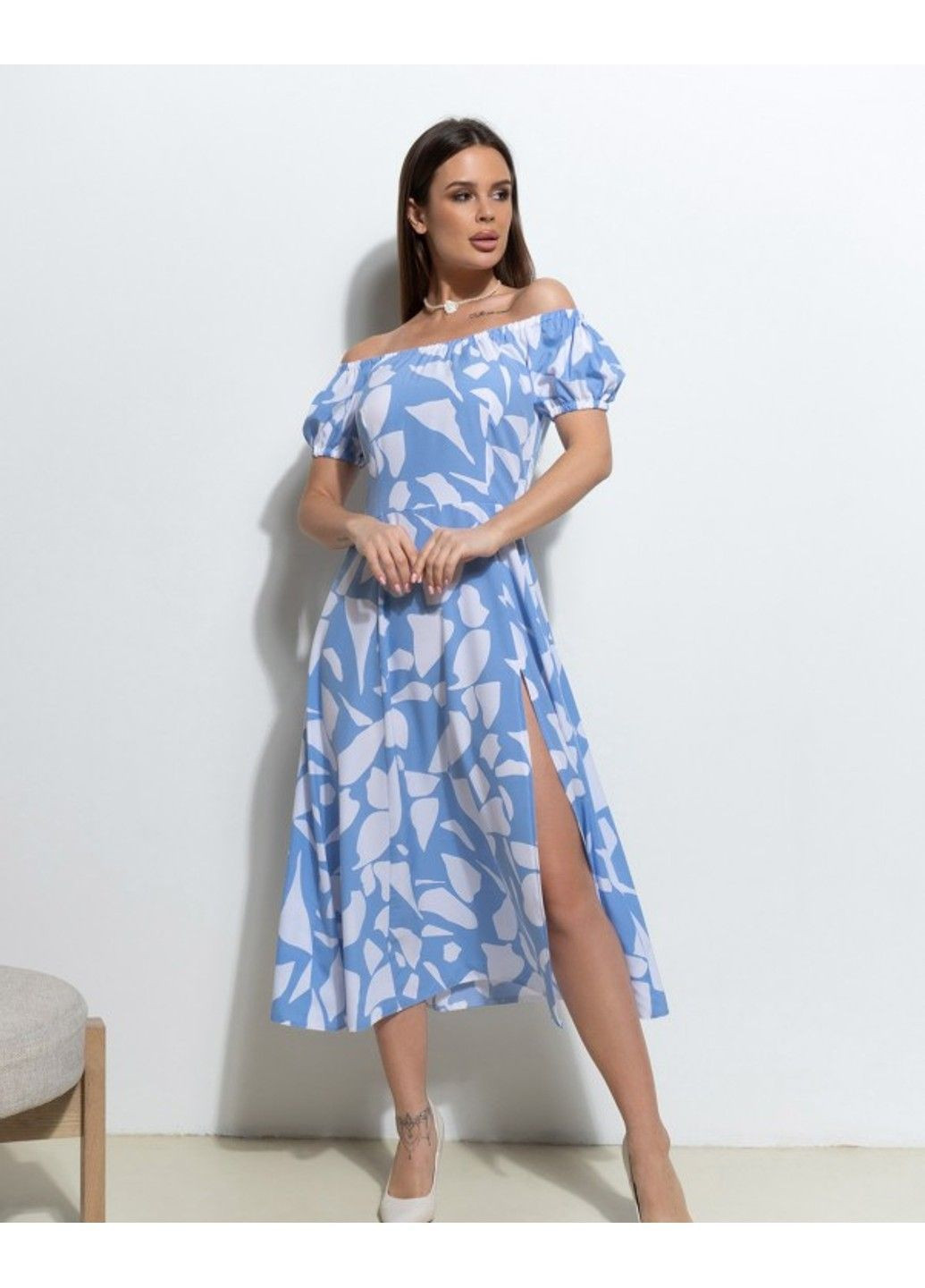 Голубое повседневный платье 14542 3xl голубой ISSA PLUS