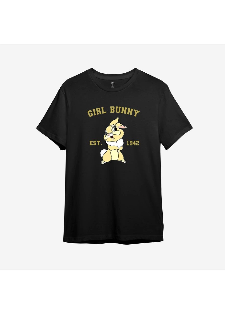 Чорна демісезонна дитяча футболка з принтом "girl bunny". bambi (10923465204) ТiШОТКА