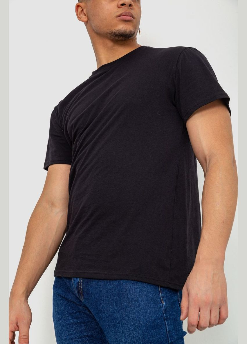 Чорна футболка чоловіча однотонна базова, колір чорний, Ager