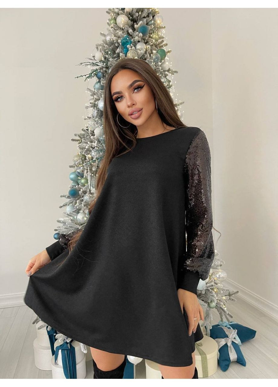 Черное праздничный, вечернее, кэжуал женское платье базовое праздничное Style Point однотонное