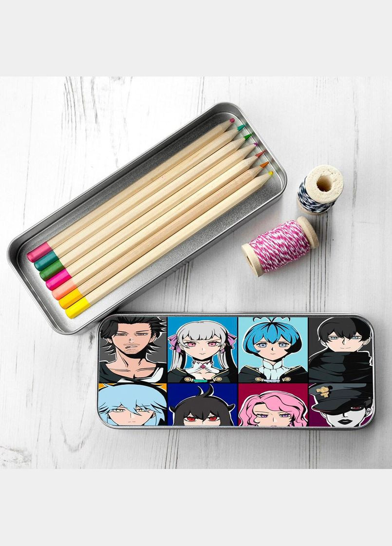 Пенал школьный для мальчика и девочки металлический Черный клевер #006 7*18 см Silver No Brand (309152065)