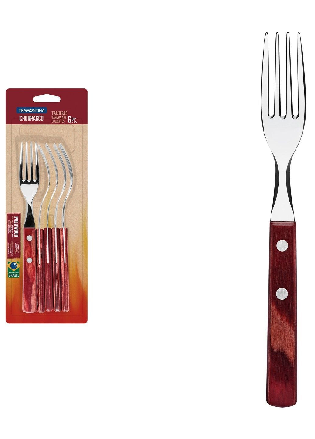 Барбекю Barbecue POLYWOOD вилка столовая – 6 шт (чер. дерево) (21198/716) Tramontina (365275926)