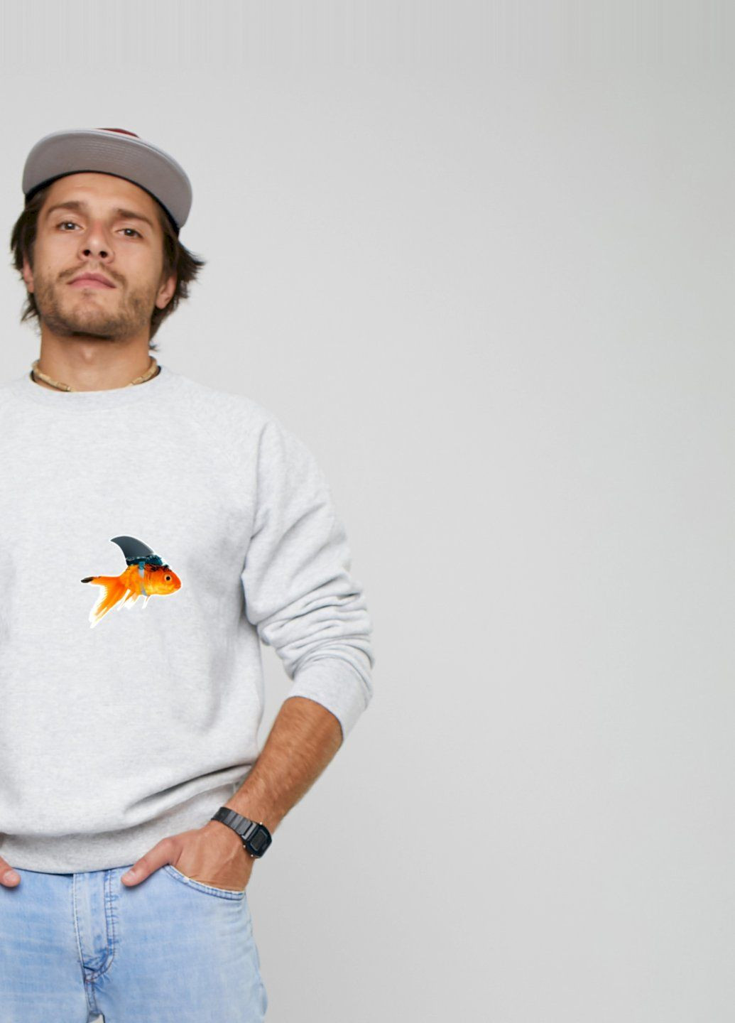 Серый свитшот мужской серый "don't pretend " YAPPI рисунок (303772828)