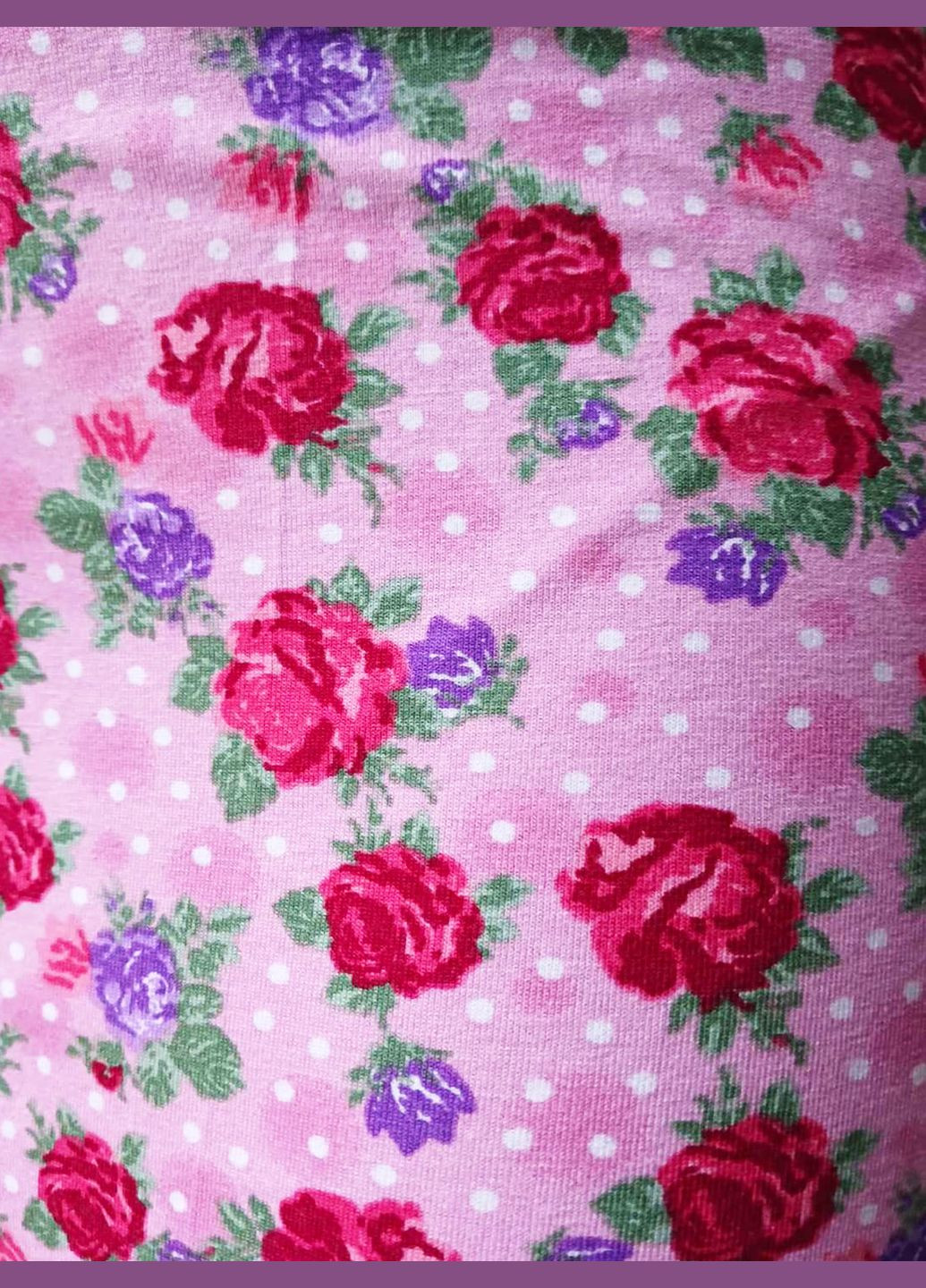 Женская ночная удлиненная рубашка Кокетка бамбук, с коротким рукавом розовая в цветок No Brand (317708077)