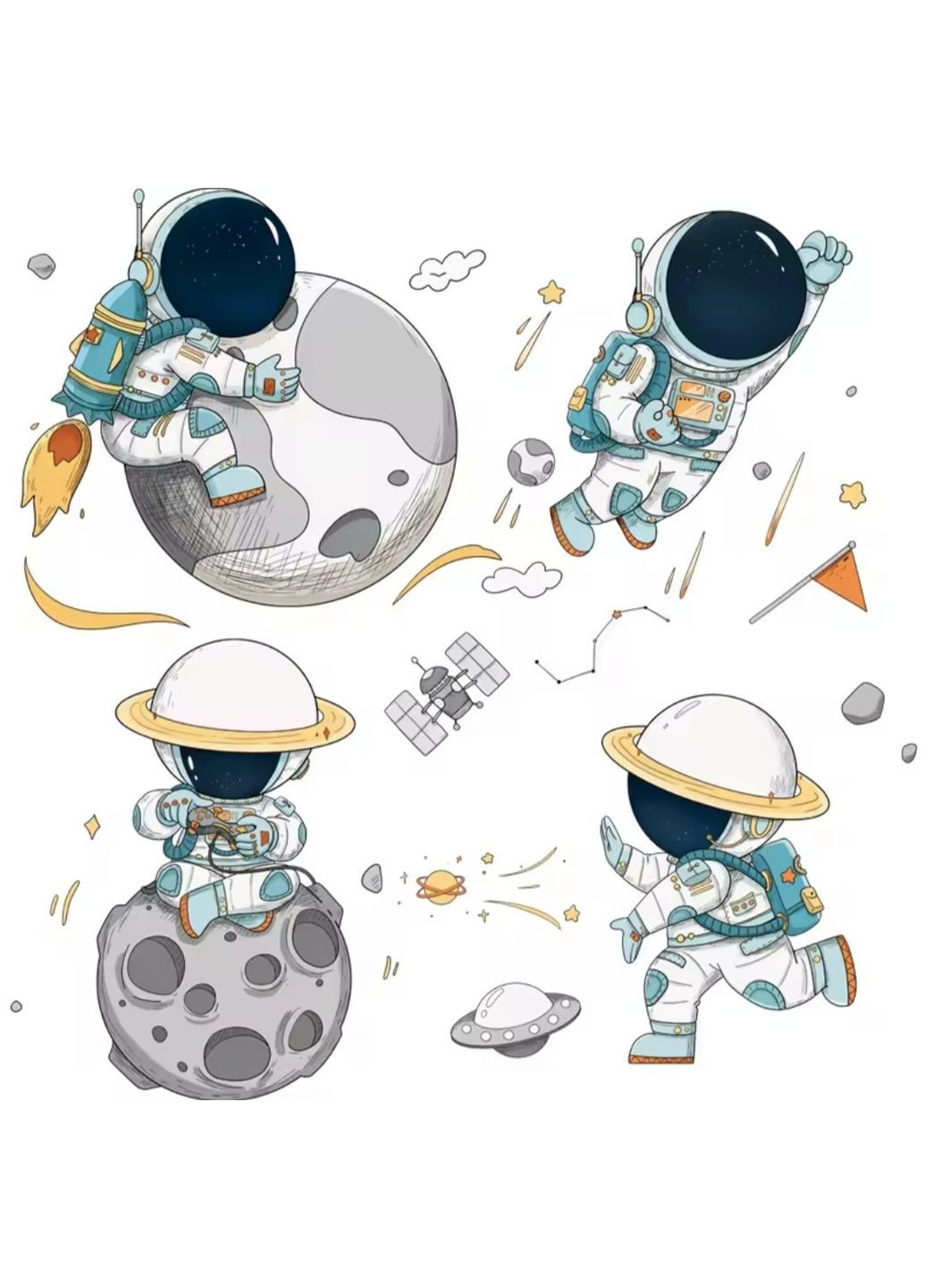 Вінілові наклейки Космонавт планети (лист 60 х 90 см) Б365-11 BRUP (315362493)