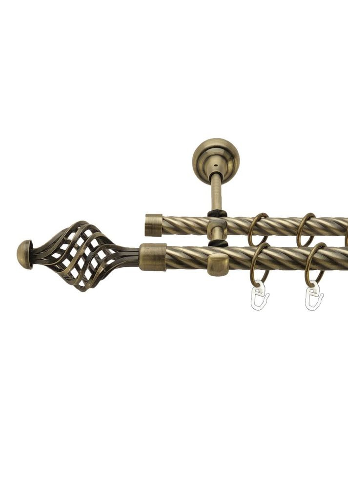 Карниз Арезо металевий дворядний відкритий скручена труба Антик 19\16 мм 200 см (00-00017410) ORVIT (300280070)