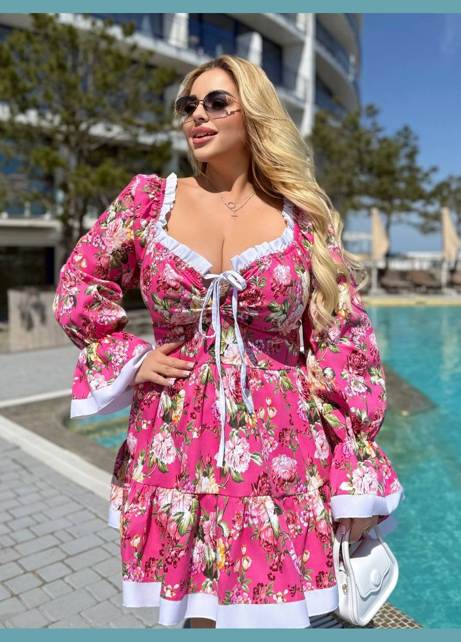 Розовое праздничный, коктейльное, повседневный, кэжуал, вечернее платье хлопковое бэби долл Україна