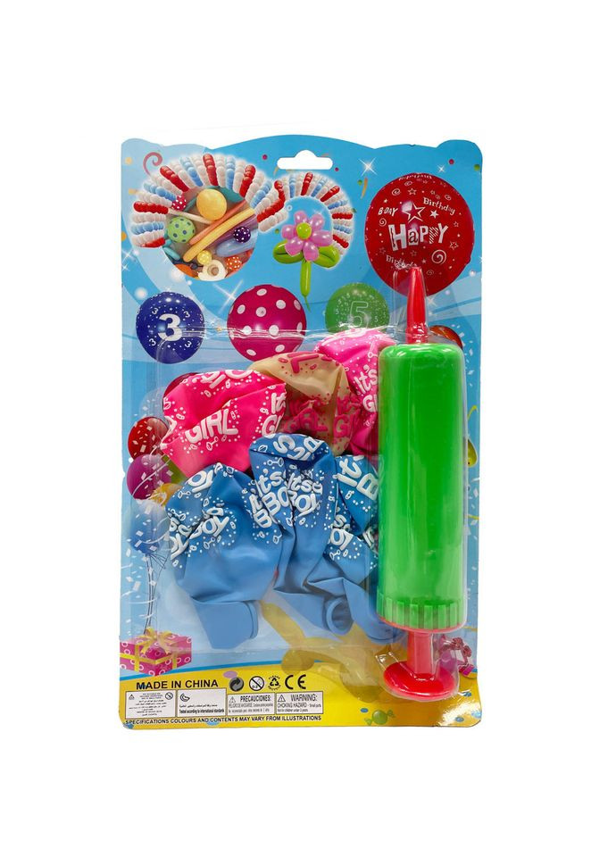 Набор воздушных шаров "It's a girl/It's a boy" MK5478 насос, 6 шт, на листе Зеленый BMW (307826916)