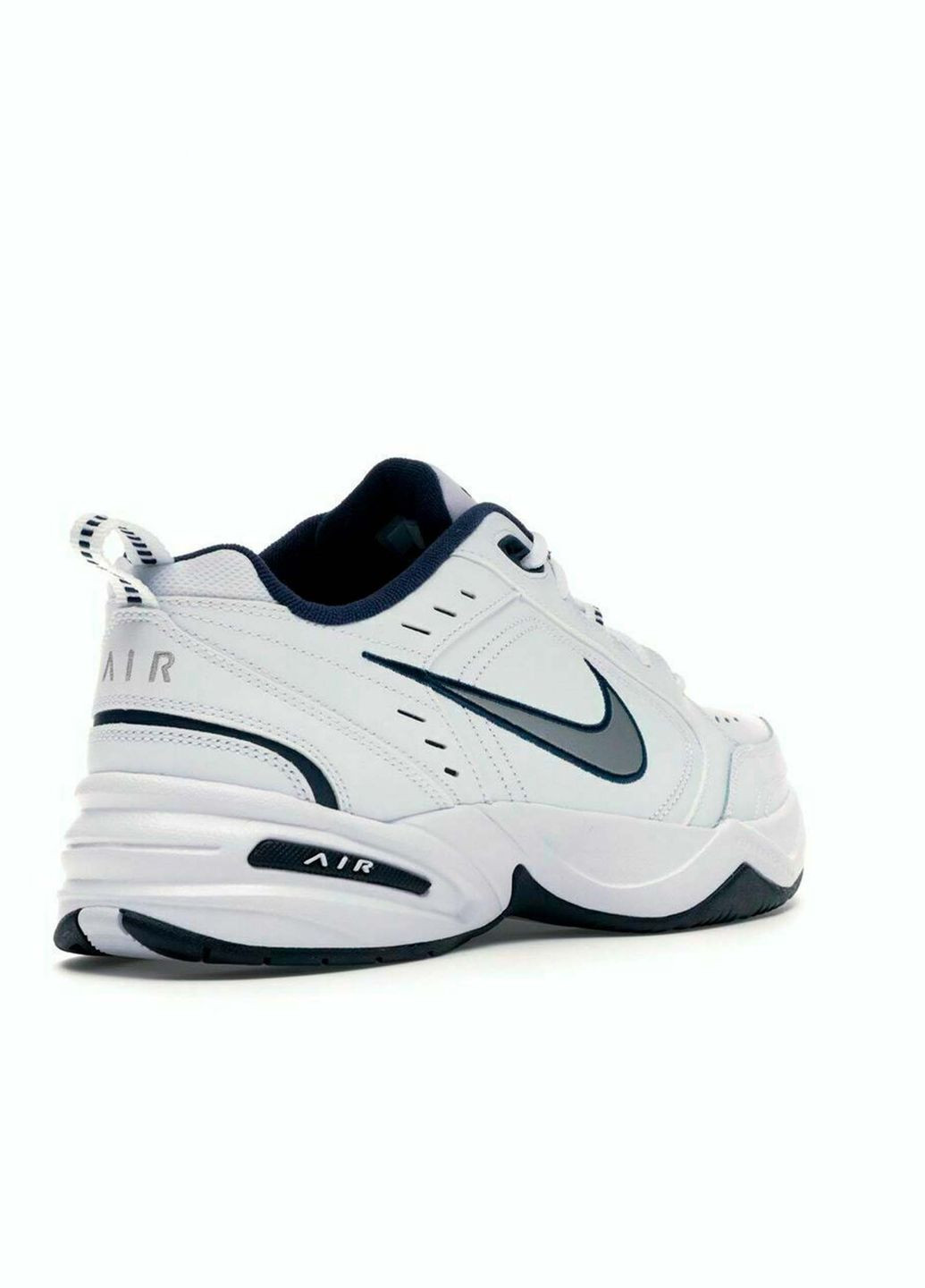 Белые всесезонные мужские кроссовки air monarch iv 4e 416355-102 весна-осень кожа текстиль белые на широкую ногу Nike