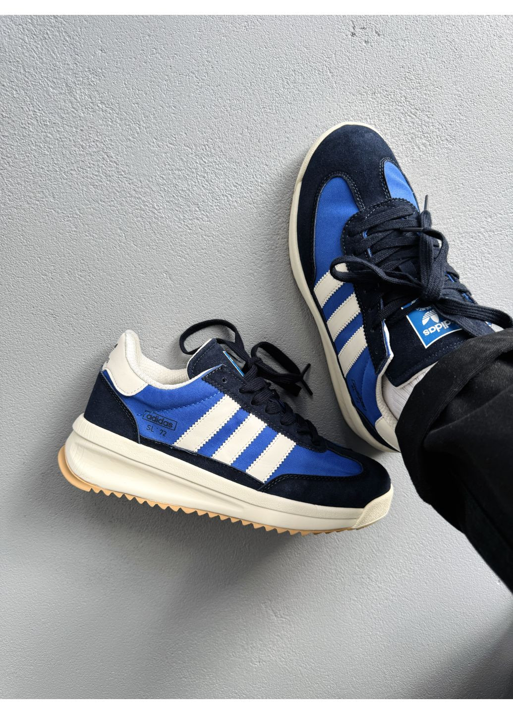 Чорні Осінні кросівки чоловічі adidas sl 72 rtn black / blue / white адідас сл 72 No Brand