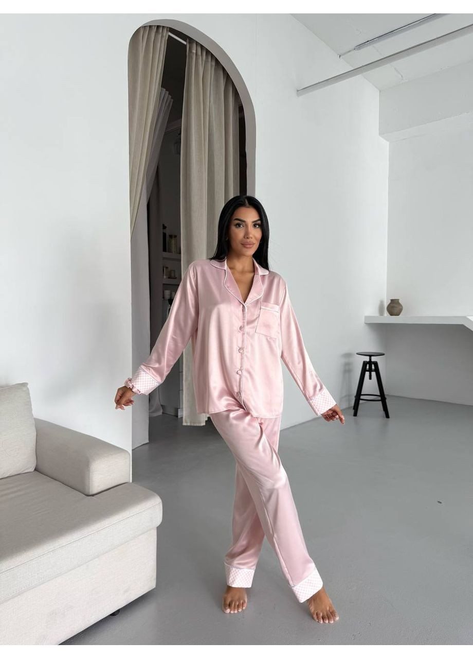 Рожева всесезон костюм женский домашний с принтом, рожевий сорочка + брюки No Brand