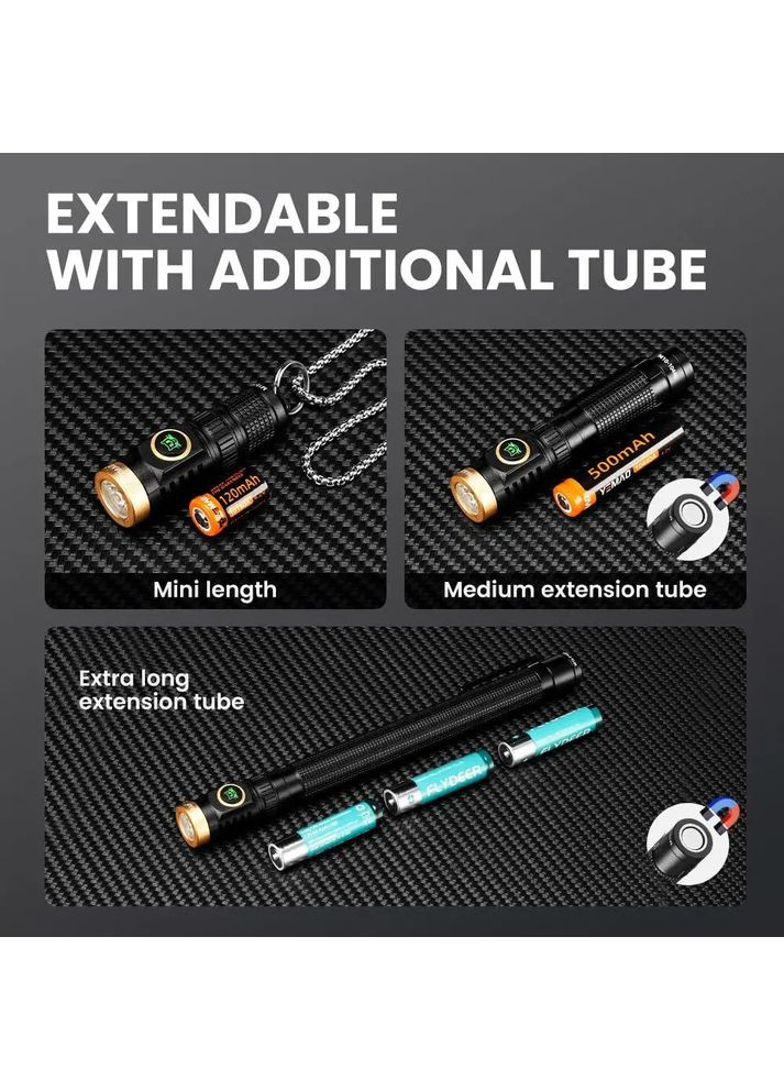 Ручний ліхтар YEMAO YM-M10 потужний світлодіодний ліхтар на акумуляторі 10180 10440 Type-C 800 LM Сірий No Brand (368904419)