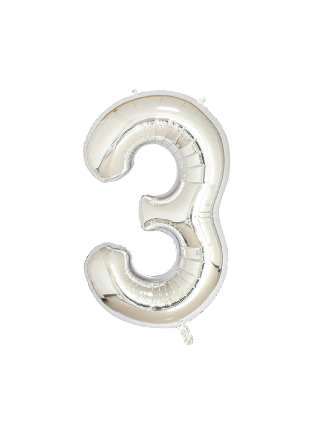 Шар воздушный фольгированный (102 см) Цифра 3 серебро 99IDEAS (329143759)