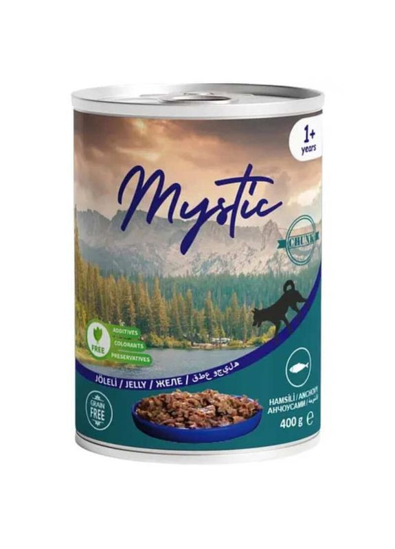 Jelly - Консервированный корм кусочки анчоуса в желе для собак - 400 г Mystic (355237721)