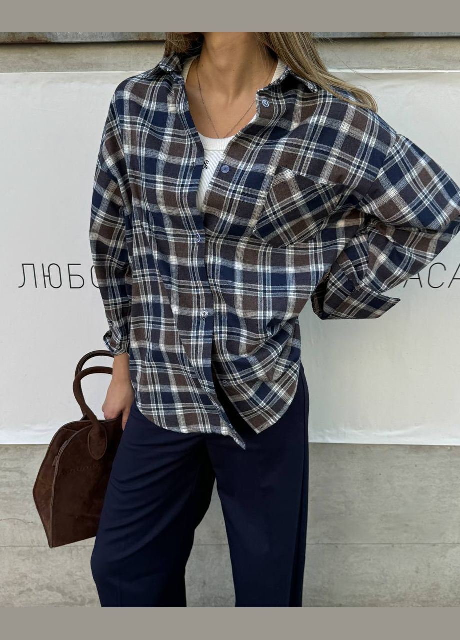 Серо-коричневая повседневный, кэжуал рубашка в клетку Vakko с длинным рукавом