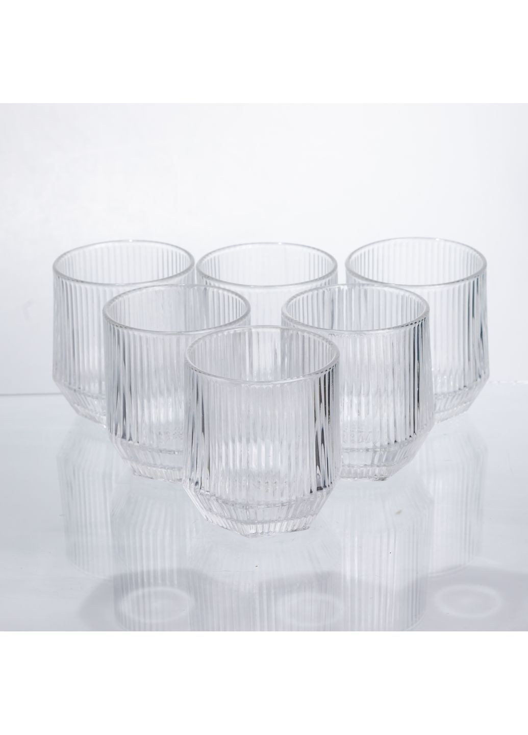 Набор стаканов из толстого стекла 6 штук по 250 мл ребристых Yiwu HP-19-LJB-1 No Brand (366830723)