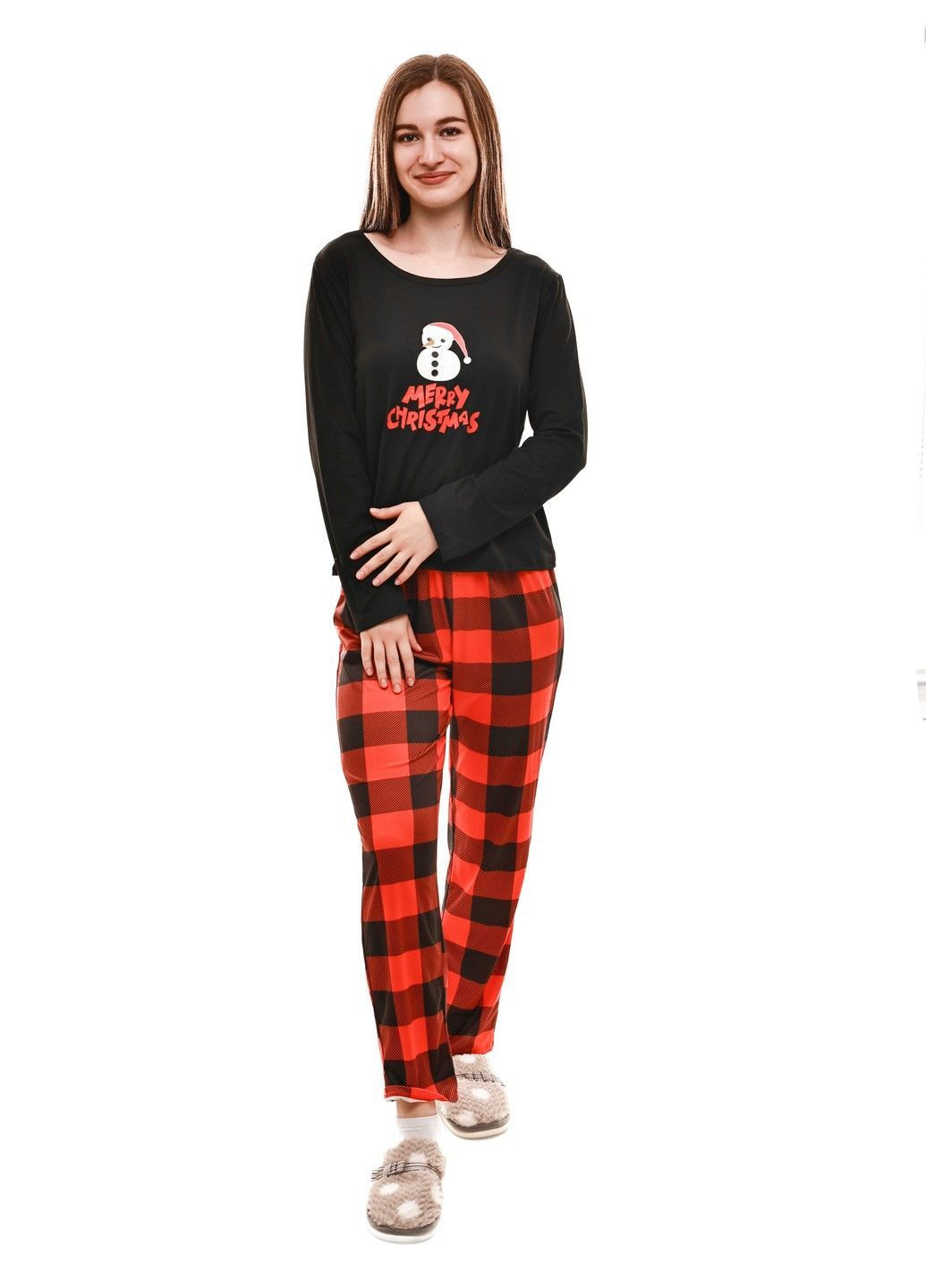 Черная зимняя пижама женская Lumo