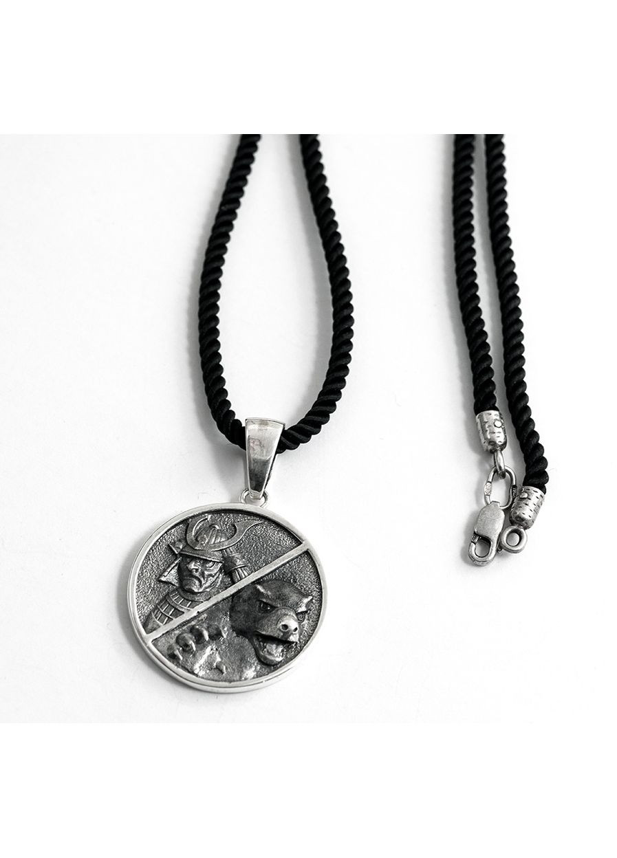 Кулон самурай с медоедом 9589 Maxi Silver (366289068)