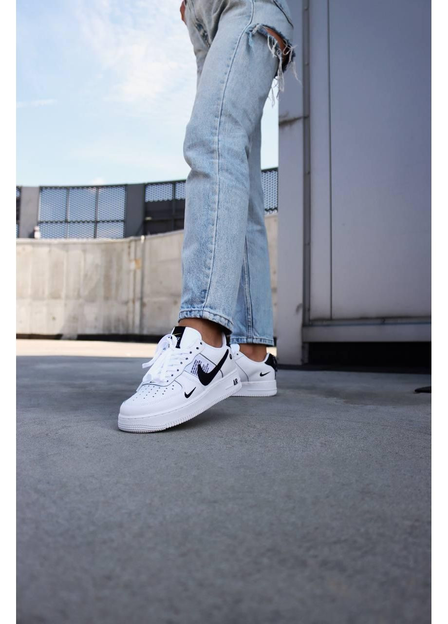 КРОССОВКИ ЖЕНСКИЕ NIKE AIR FORCE 107LV8 ULTRA WHITE BLACK 1 НАЙК АИР ФОРС 1 ПРЕМИУМ No Brand чёрные демисезоны (368858143)