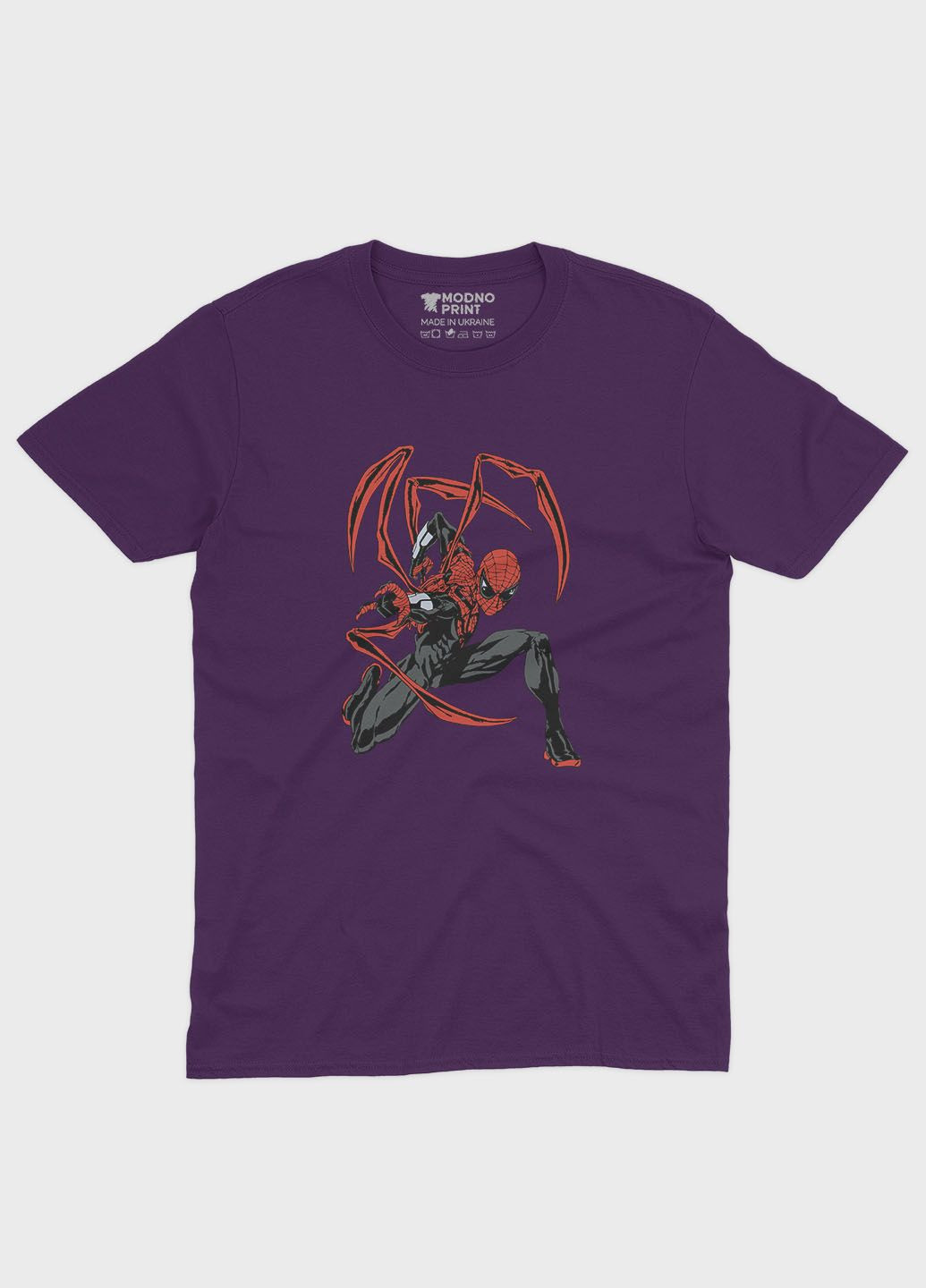 Фиолетовая демисезонная футболка для мальчика с принтом супергероя - человек-паук (ts001-1-dby-006-014-115-b) Modno