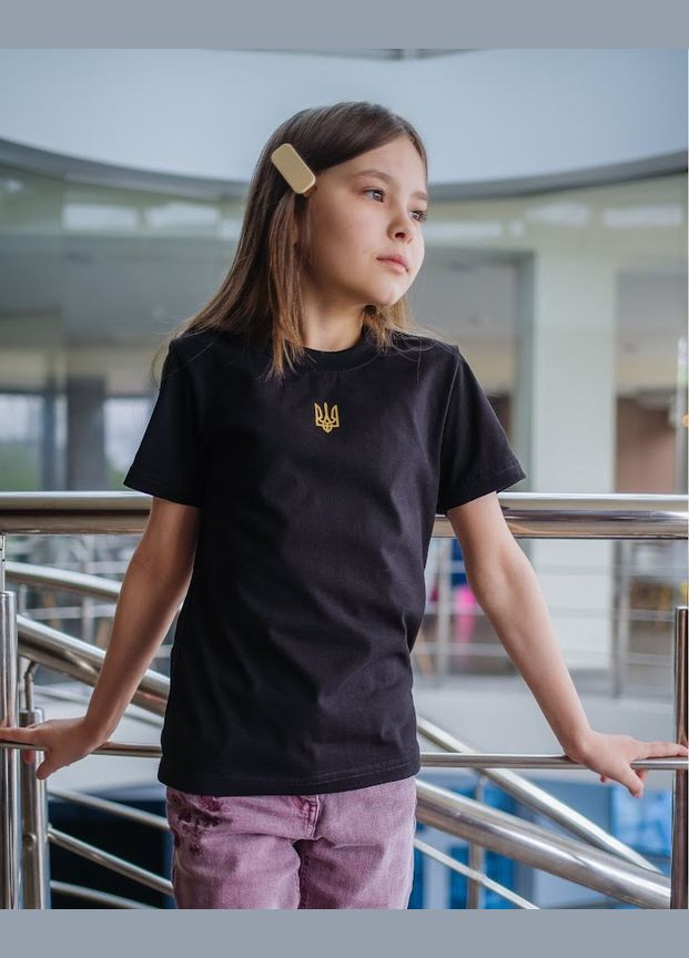Черная летняя футболка детская "украина" hc (h001-футболки, одежда для девочек, детская одежда) No Brand
