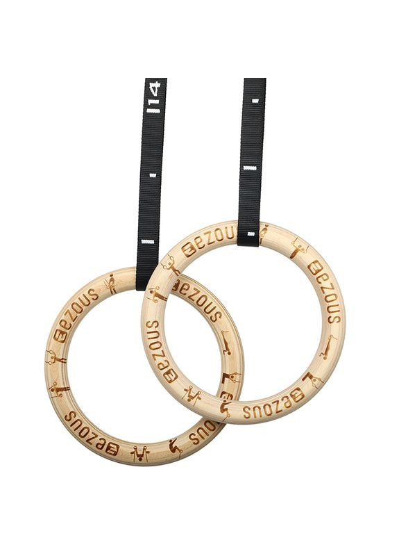 Кольца гимнастические для Кросфита Wooden Gym Rings E-03 Коричнево-черный, (56636002) Ezous (323021318)