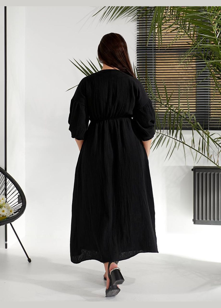 Черное повседневный, праздничный, вечернее платье Україна однотонное