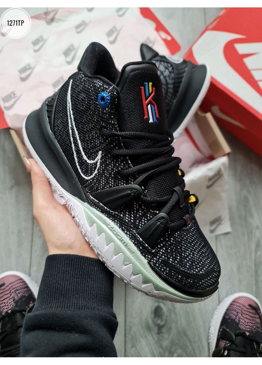 Чорні Осінні кросівки чоловічі nike kyrie 7 gs black white pre-heat найк кайрі No Brand