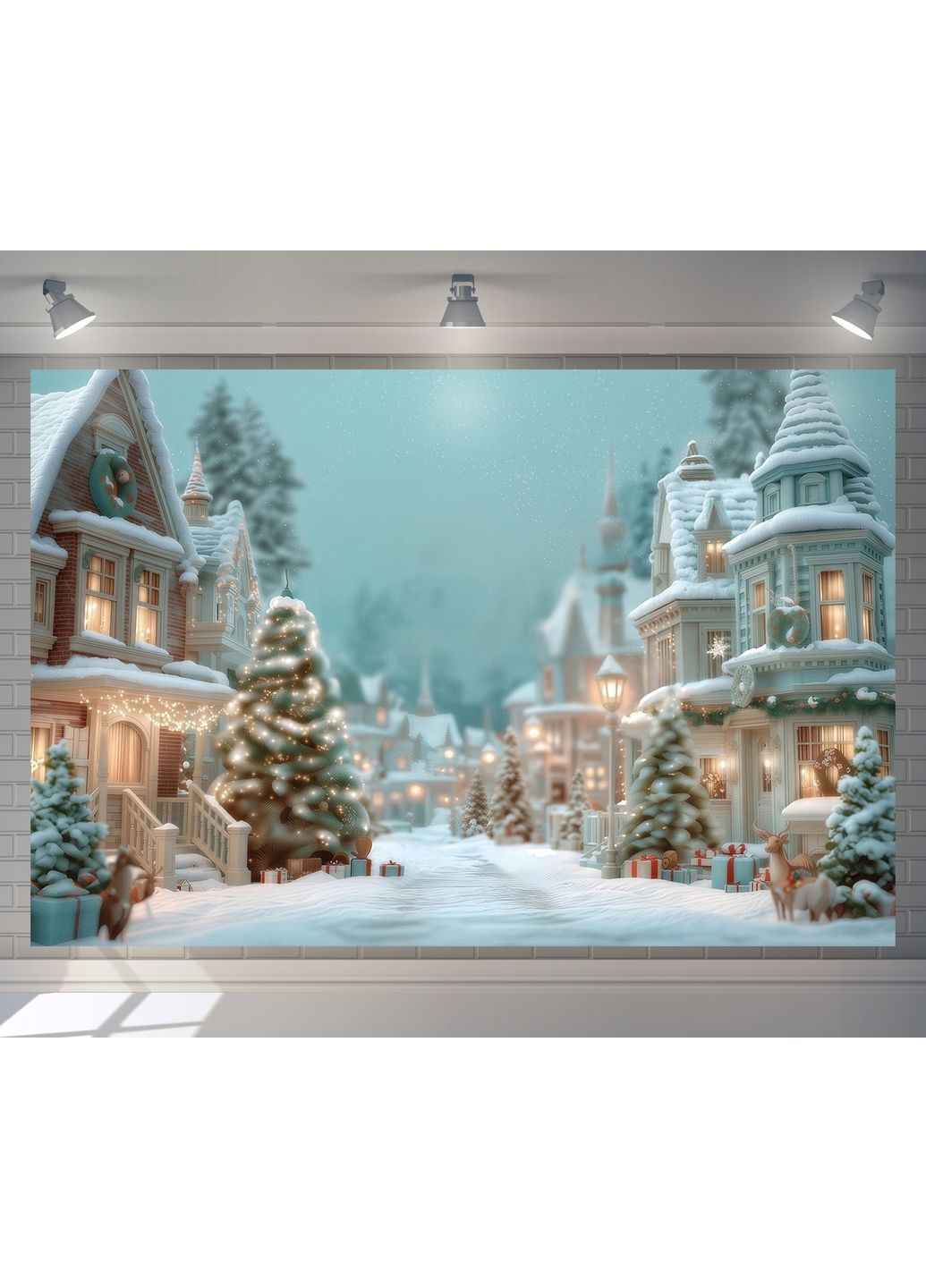 Фотозона Зимове місто з ялинками і вогниками – №46559 Vinylpex (369930114)