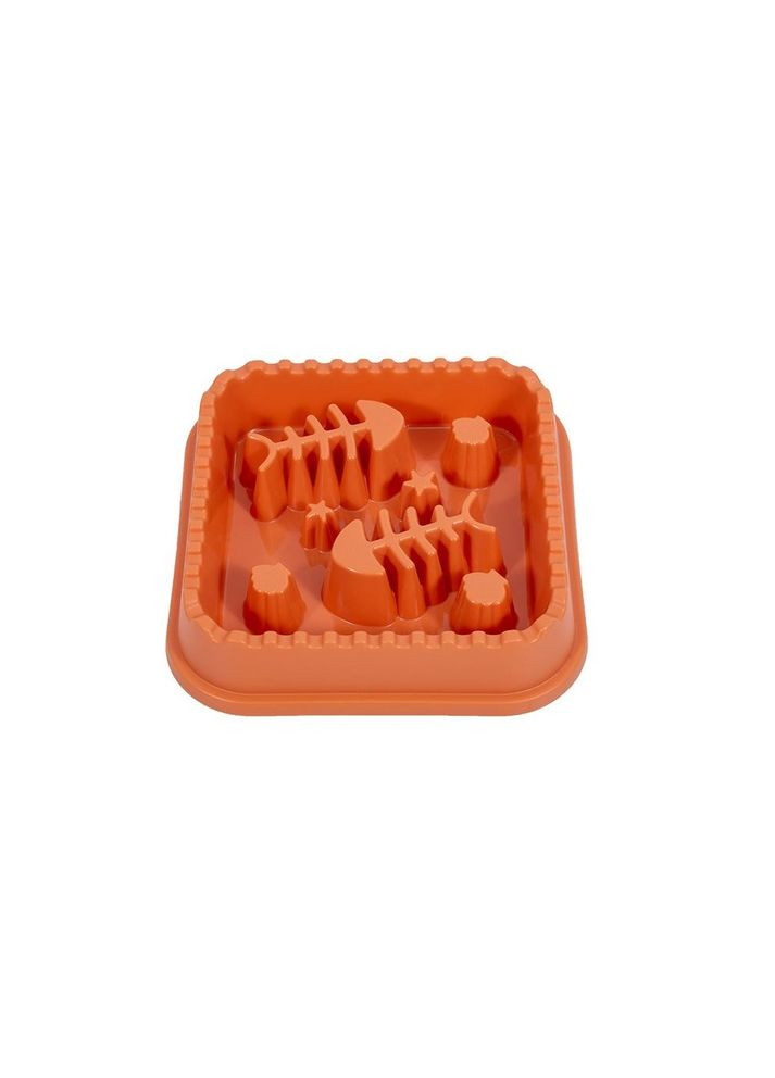 Миска для кішок для повільного годування, з рибками, помаранчева WahoPet (292114979)