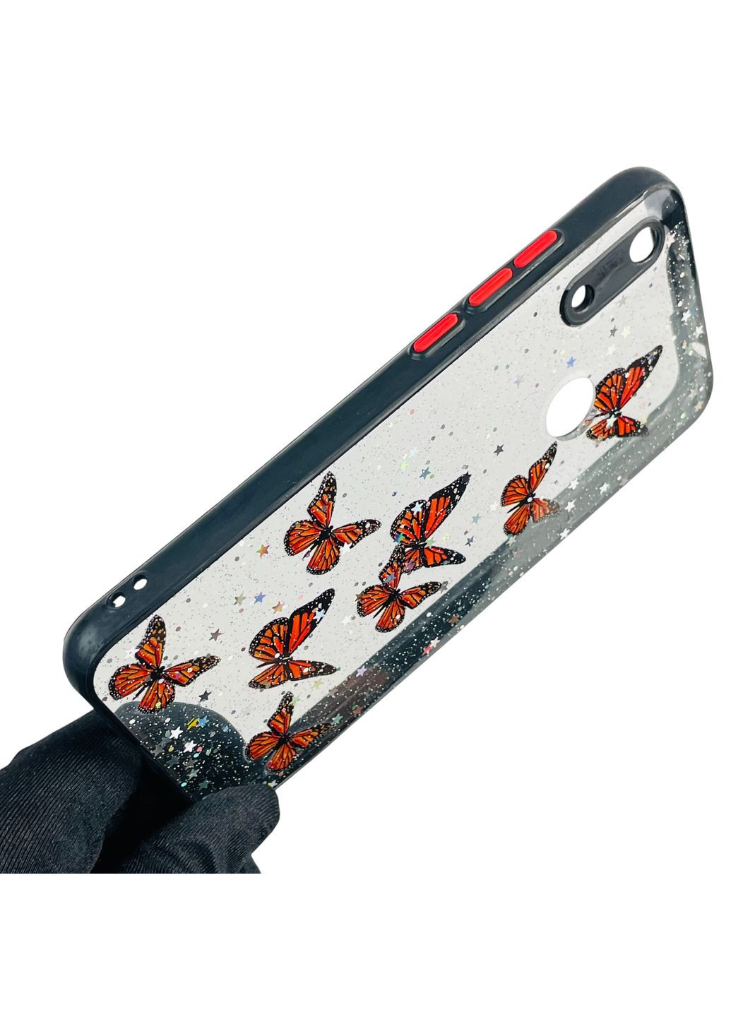 Чохол для Y6 2019 з блискітками з метеликами на хуавей у6 2019 чорний Huawei (366389064)