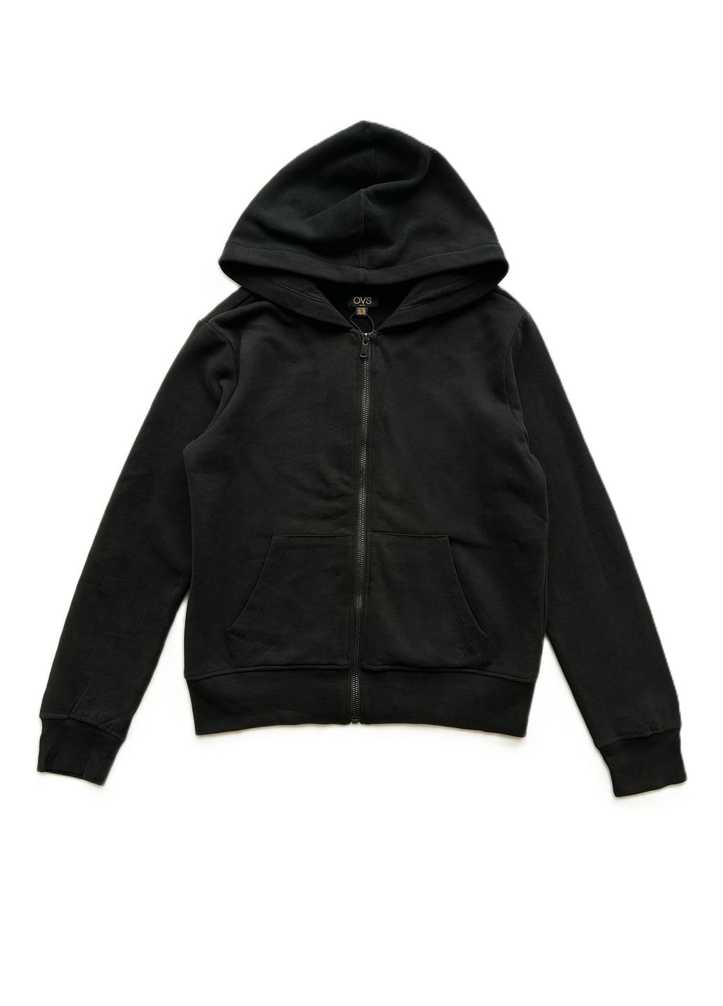 Толстовка утеплена з капюшоном на змійці 3000-02 унісекс чорна OVS (367182925)