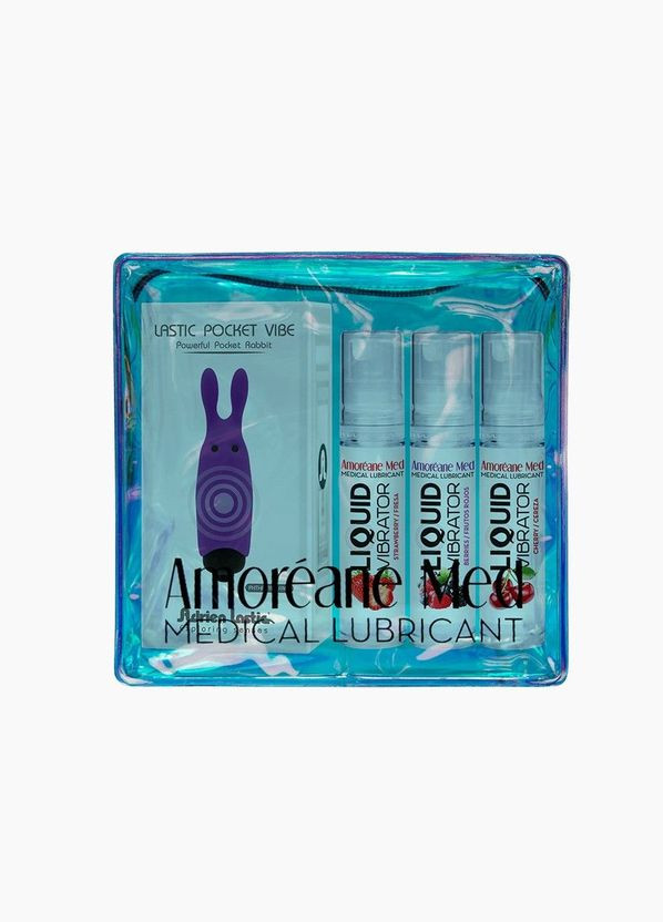 Набір з 3-х смаків стимулюючого лубриканта Amoreane Med (3х10мл) і вібропулі Purple Adrien Lastic (303429449)