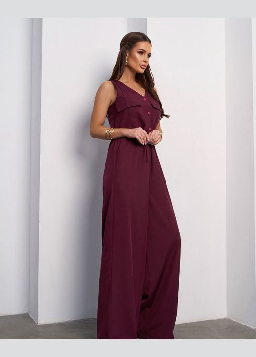 Комбинезоны ISSA PLUS 15110 комбинезон-брюки однотонный бордовый повседневный софт