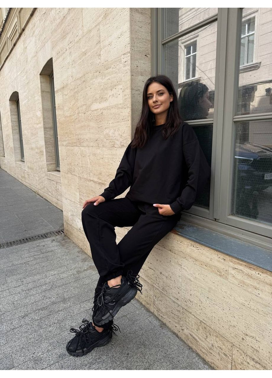 Женский спортивный костюм свитшот оверсайз и брюки-джогеры MonCher (348432437)