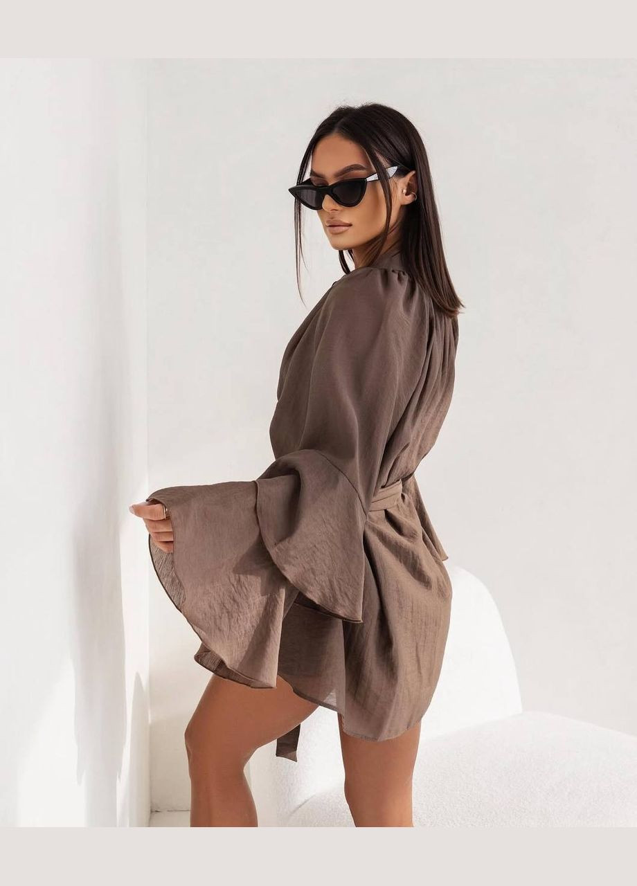 Коричнева повсякденний, святковий, коктейльна сукня кльош Україна однотонна