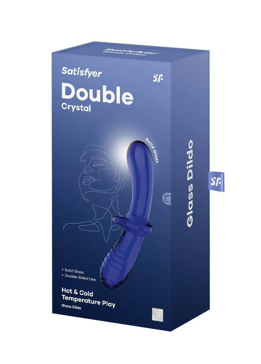 Фалоімітатор подвійний зі скла Double Crystal, синій Satisfyer (331169252)