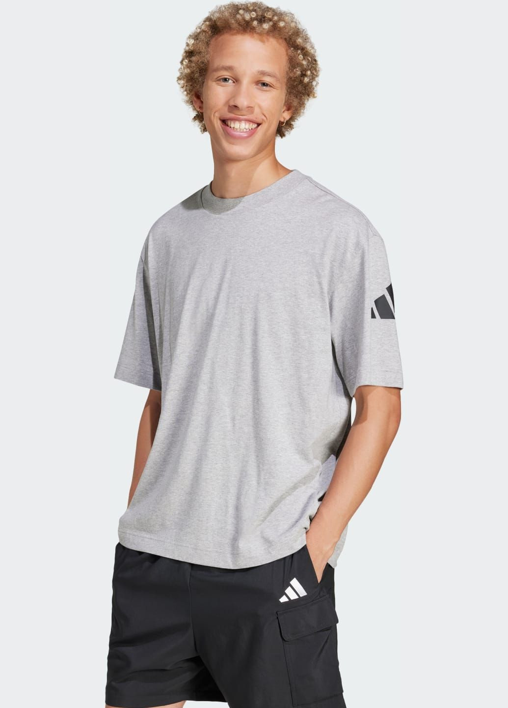 Серая футболка essentials loose fit 3 bar logo adidas