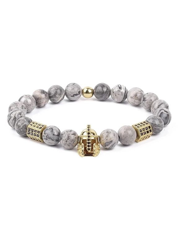 Браслет из яшмы со шлемом и многогранниками золотого цвета (10031) Hemst (301071112)