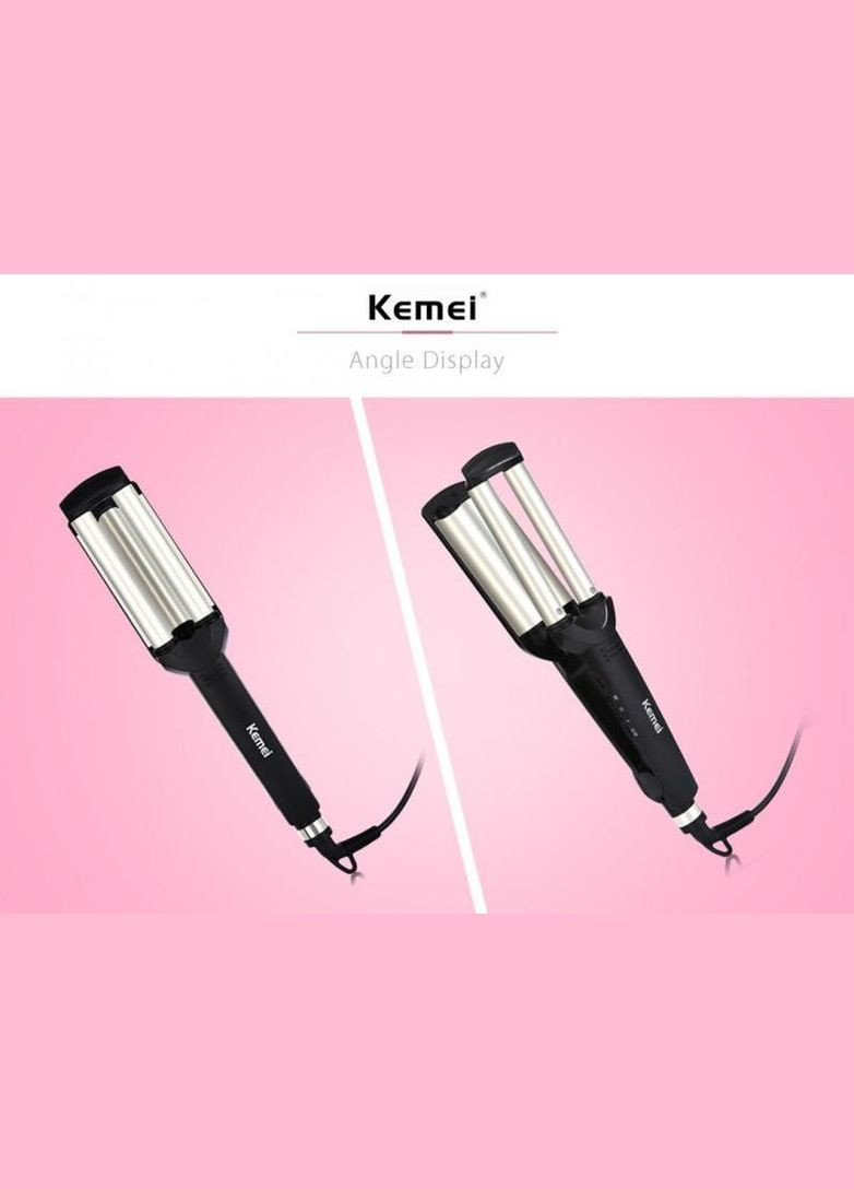 Плойка щипці для завивання волосся потрійна KM 2022 Pro Чорна Kemei (306716519)