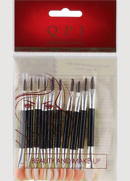 Двусторонние аппликаторы для макияжа с тонкой кисточкой, 7,5 см, 10 шт. 10шт (1318761-27236101) QPI (361931522)