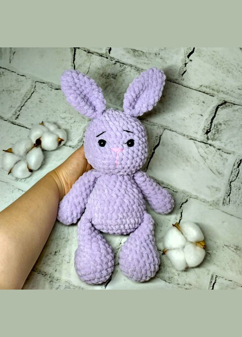 Мягкая игрушка вязаная ручной работы амигуруми Зайчик плюшевый сиреневый No Brand (329190110)
