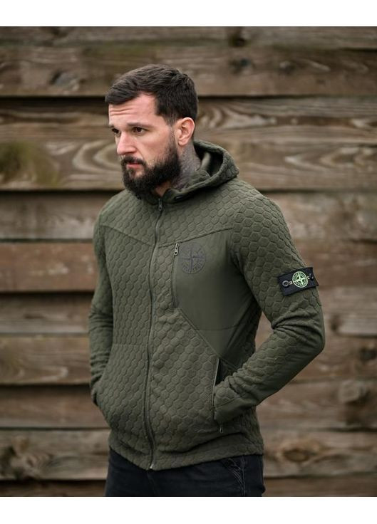 Чоловіча демісезонна кофта на флісі Stone Island олива No Brand (370603926)
