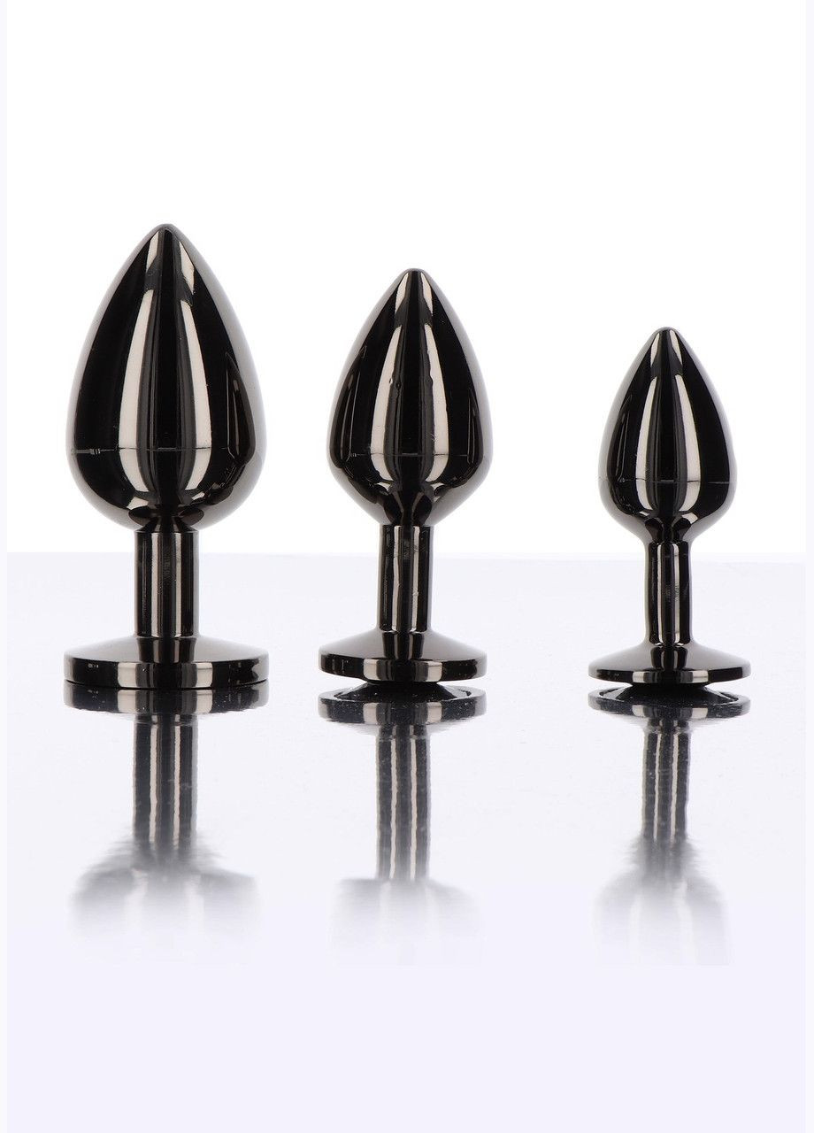 Анальний корок L чорний металевий з чорним каменем Butt Plug With Diamond Jewel Taboom No Brand (303896096)