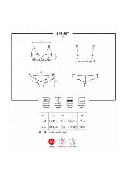 Червоний демісезонний комплект червоної мереживної білизни 853-set-3 з бежевими вставками, s/m Obsessive