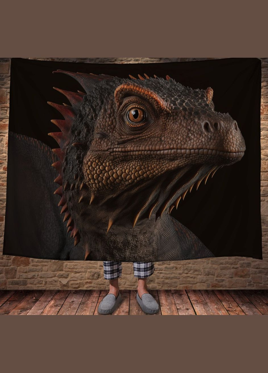 Плед с 3D принтом Реальные большие драконы Мудрый дракон на черном фоне_4 Перша Креативна мануфактура PERFECTUS Плед (301869513)
