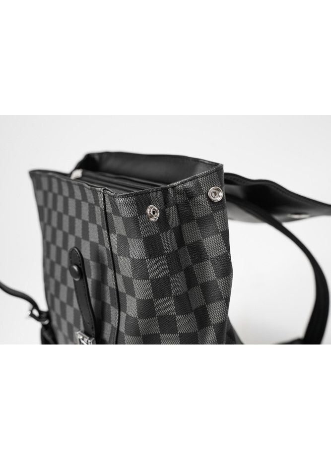 Великий жіночий рюкзак міський сірий клітина екошкіра для жінокний міський рюкзак в клітинку ProDobro (363260074)