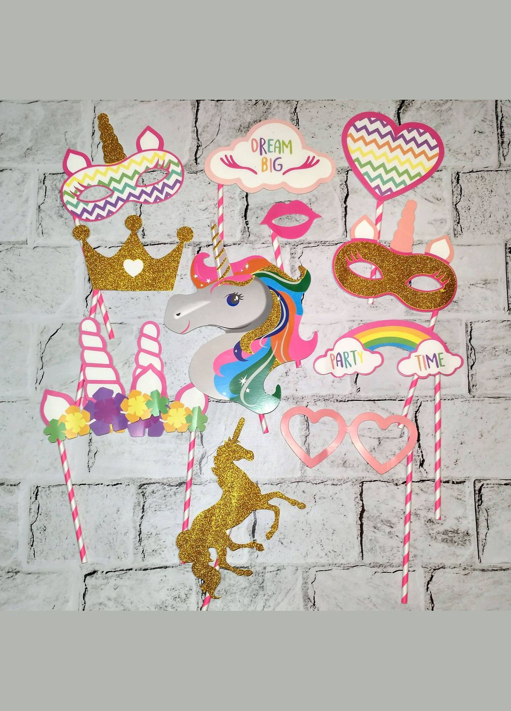 Фотобутафория аксессуары для фотосессии Единорог набор 12 предметов No Brand (330644097)