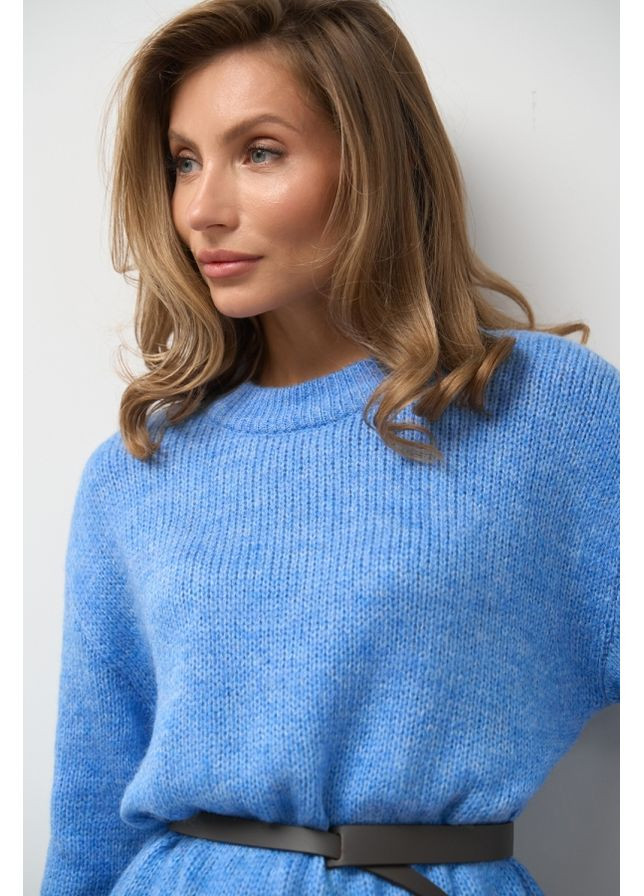 Блакитний демісезонний светр з коротким рукавом 2811 Bellise